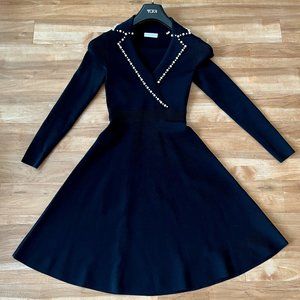 Sandro Paris (like new!) Faux-pearl lined A-line dress